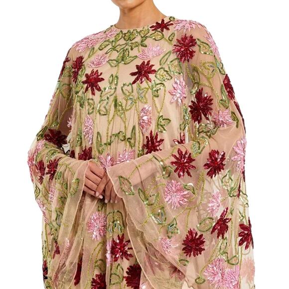 MAC DUGGAL 6123 Embellished Floral Beaded Mesh Shawl Mini Dress Size 8 $498 - Picture 6 of 8